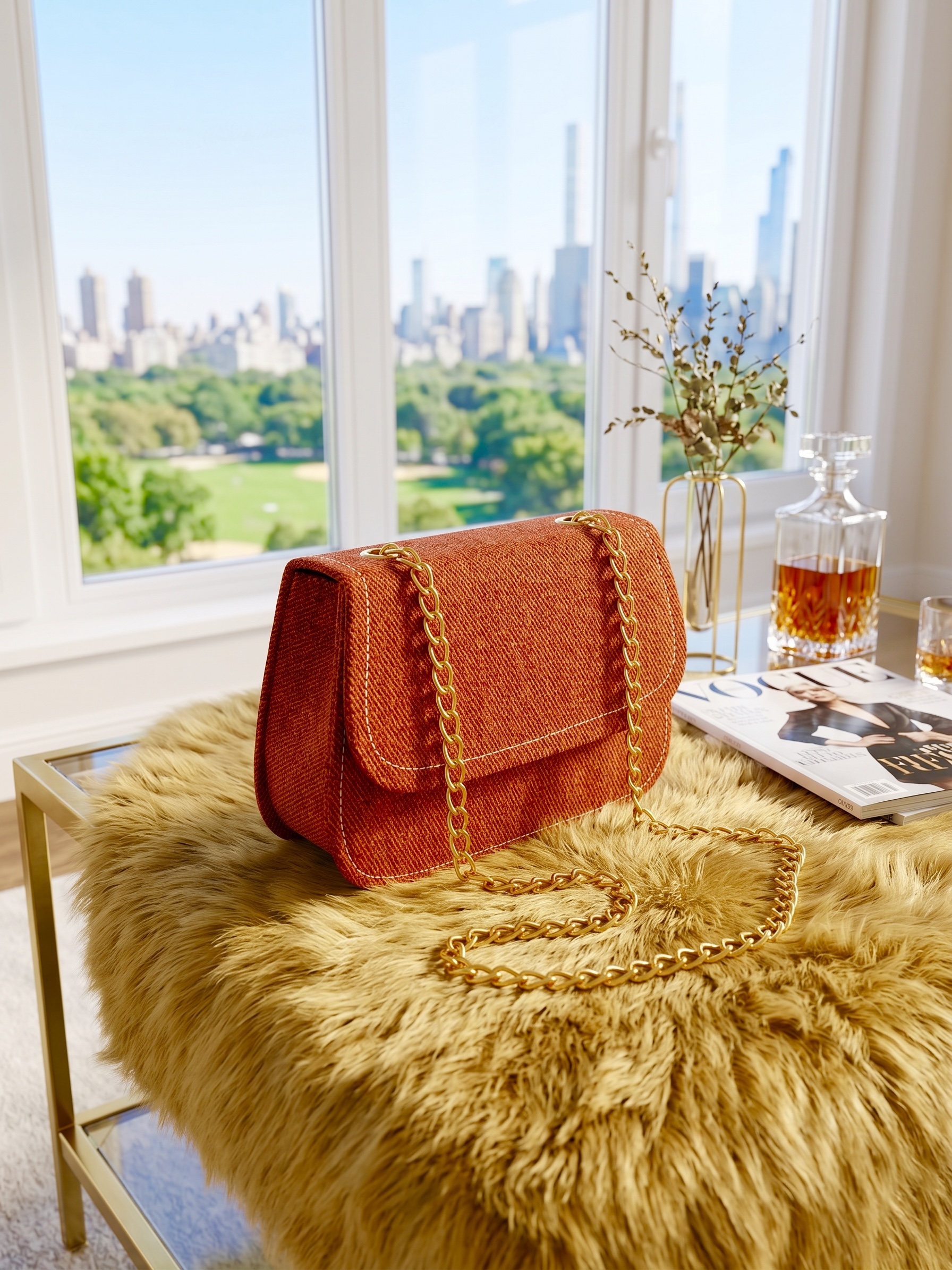 The Rust Textured Chain Satchel | Lazuda Afrique