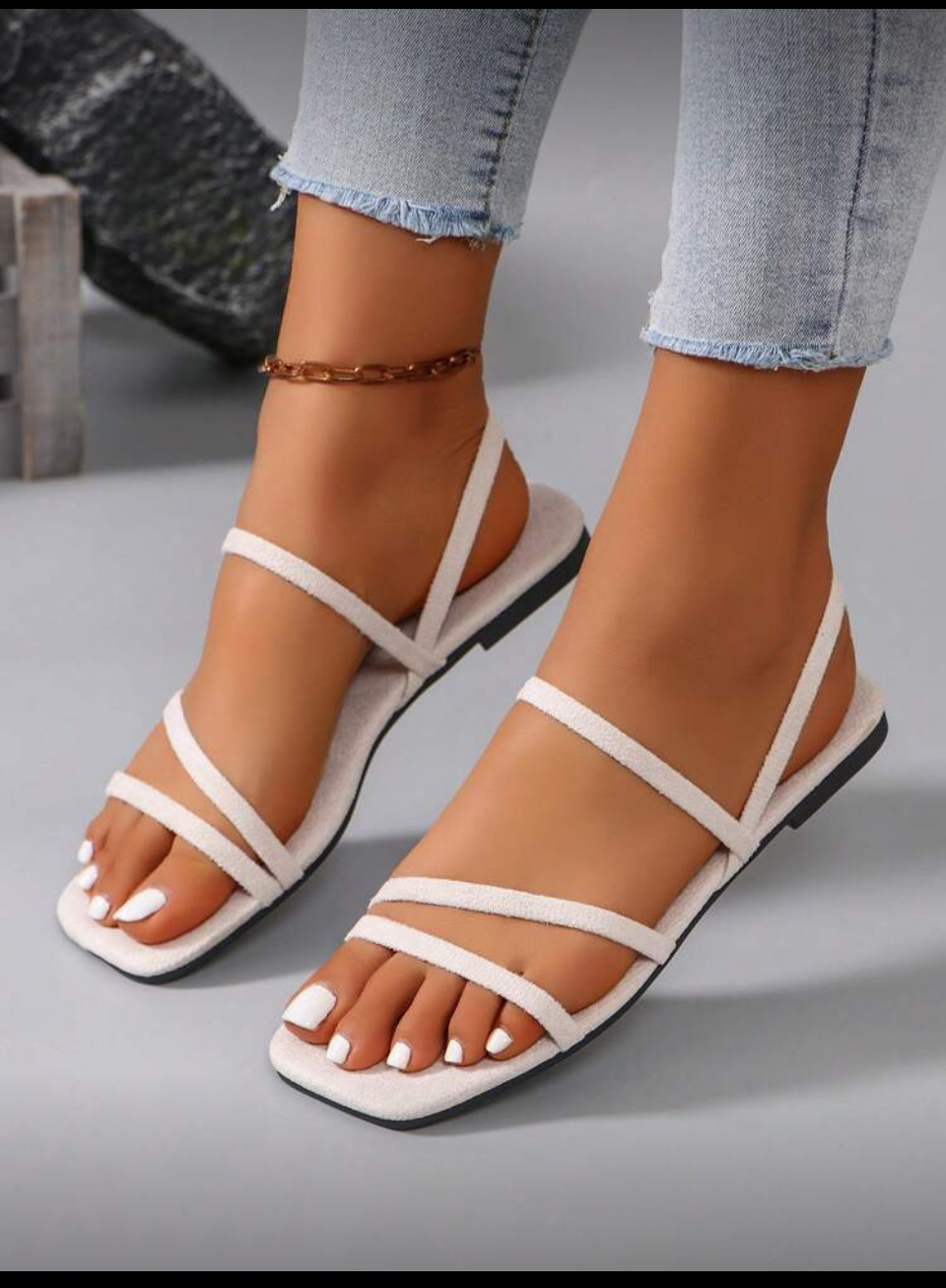 Women's Strap Sandals, Soft Sole Fairy Style Ins Flat Sandals For Summer Beach Holiday image