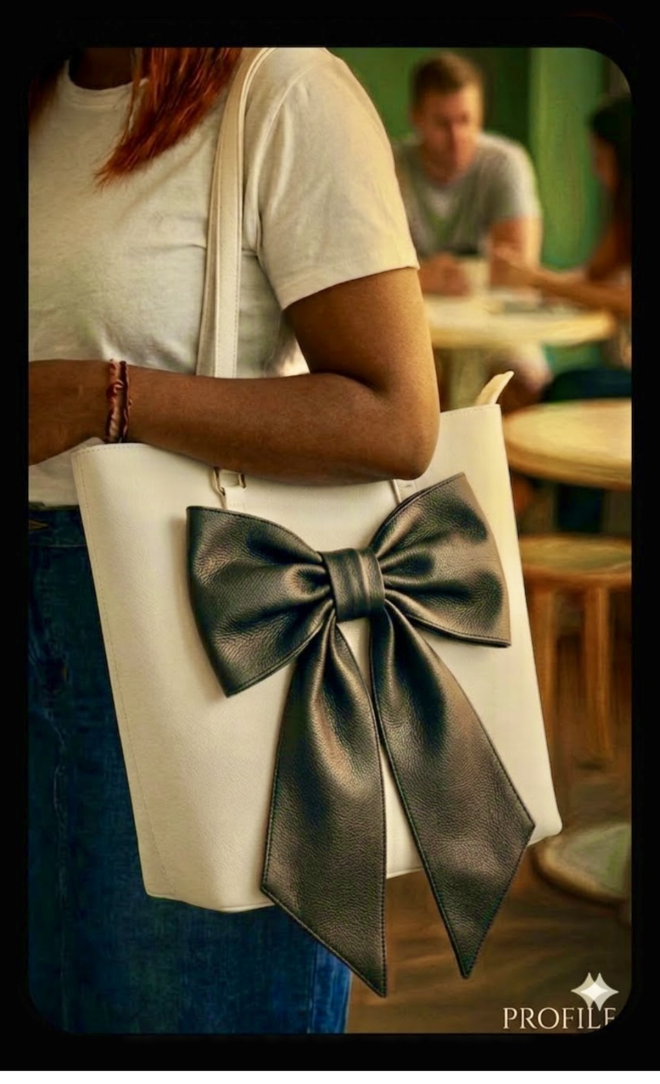 White pebbles leathers tote bag Image