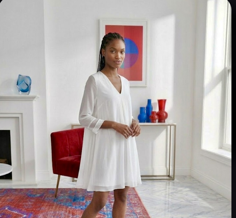 Minimalist Fashion: Woman in Chiffon Dress