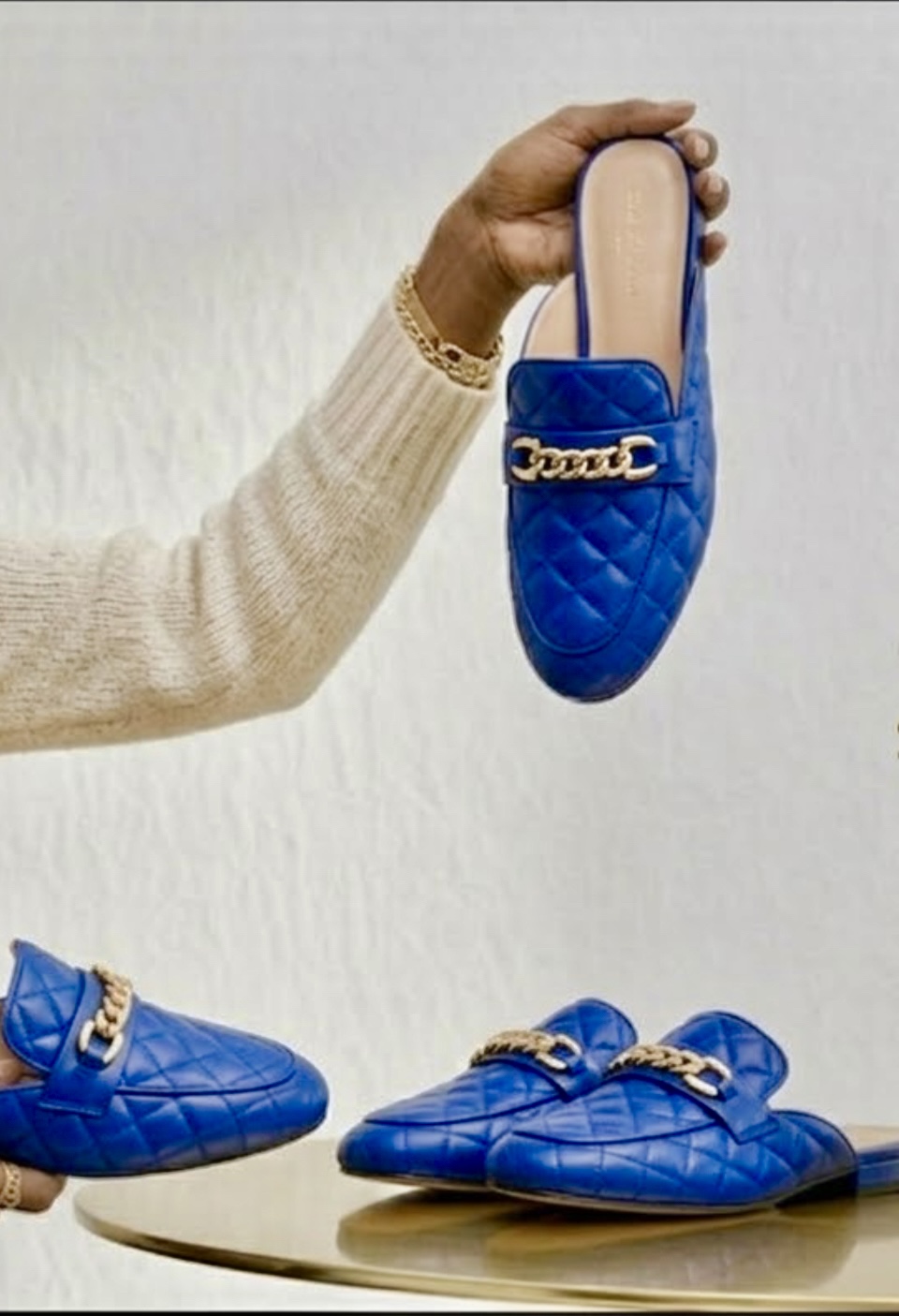 The Azure Quilted Mule
