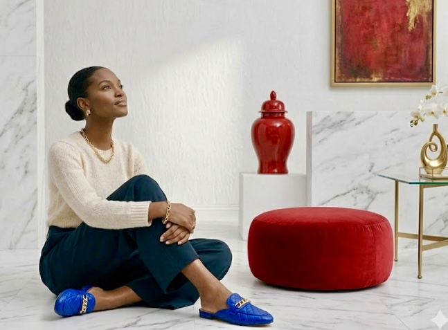 The Azure Quilted Mule