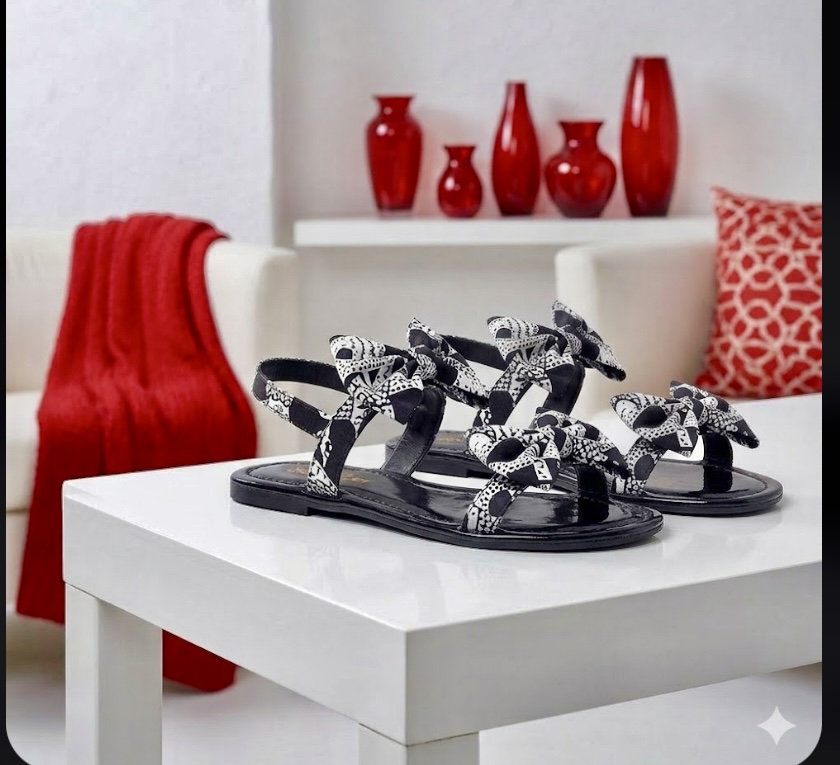 African pattern bow sandal