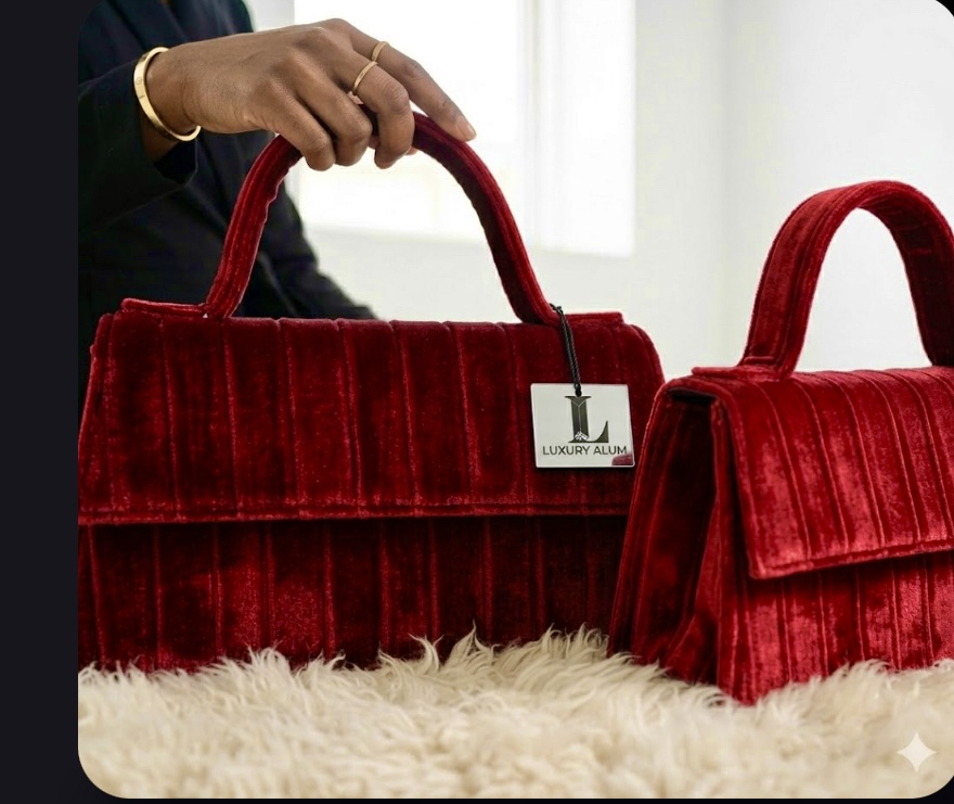 Triangular velvet handbag