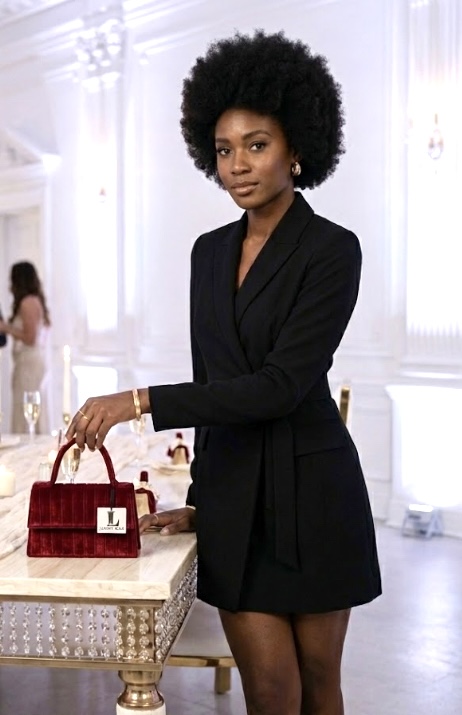 Mini triangular velvet handbag image