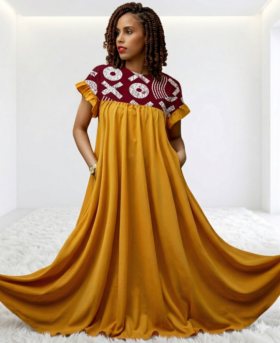 Modern Ankara Fusion Maxi Dress Image