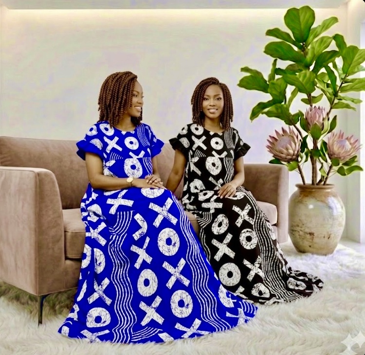 The "Maroon Maze" Ankara Maxi