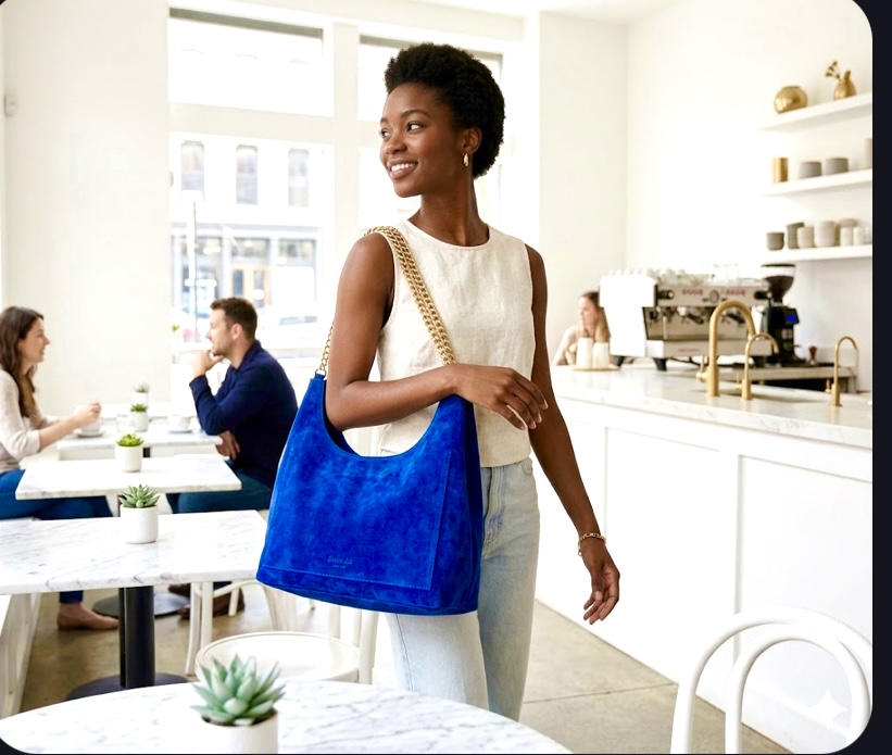 The large size Sapphire Suede Chain Tote image