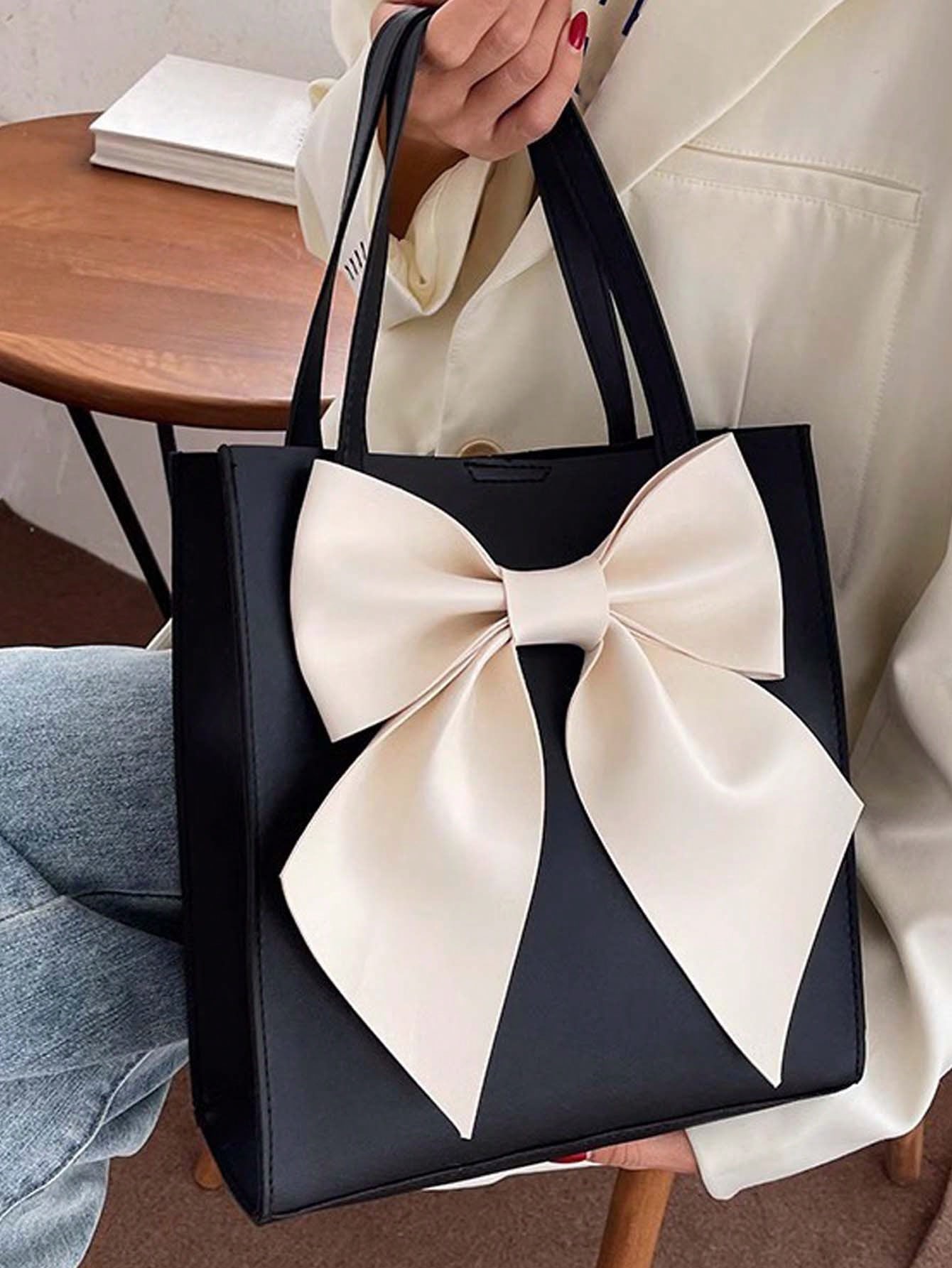 Large Capacity Bowknot Handbag For Women, 2024 Fashionable Texture Tote Bag With Shoulder Strap And Ins Style, Trendy Tote Bags For Ladies, Perfect Valentines Day Gift For Her, Trendy Bow Purse For Women, Best Valentine's Gift Choice Ever
