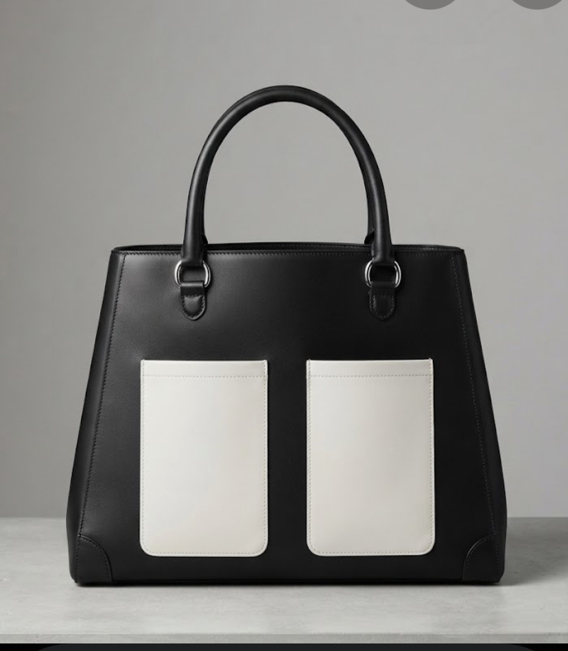 Premium Black & White Structured Tote Bag | Fast Delivery in Badore
