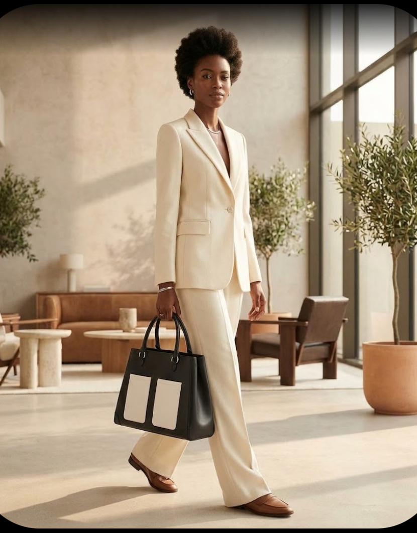 Premium Black & White Structured Tote Bag | Fast Delivery in Badore