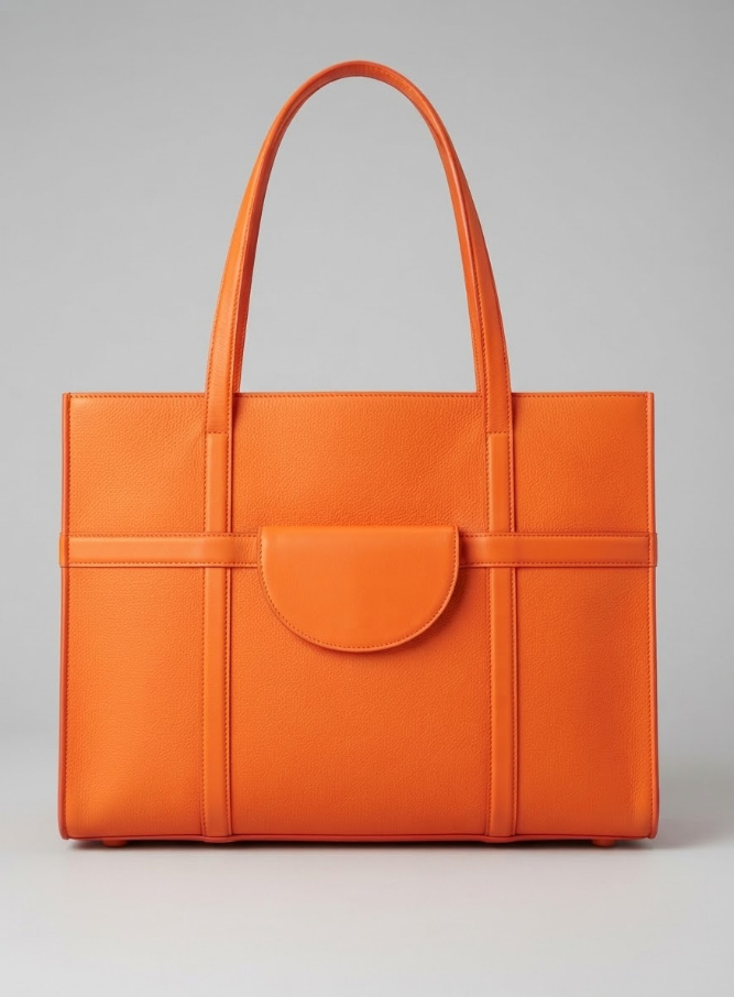 Luxury Orange Leather Tote Bag | Handcrafted Designer Bags in Lago