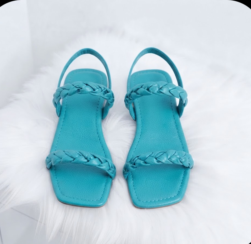Handcrafted Turquoise Braided Leather Sandals in Ajah | Chic Footwear Lagos