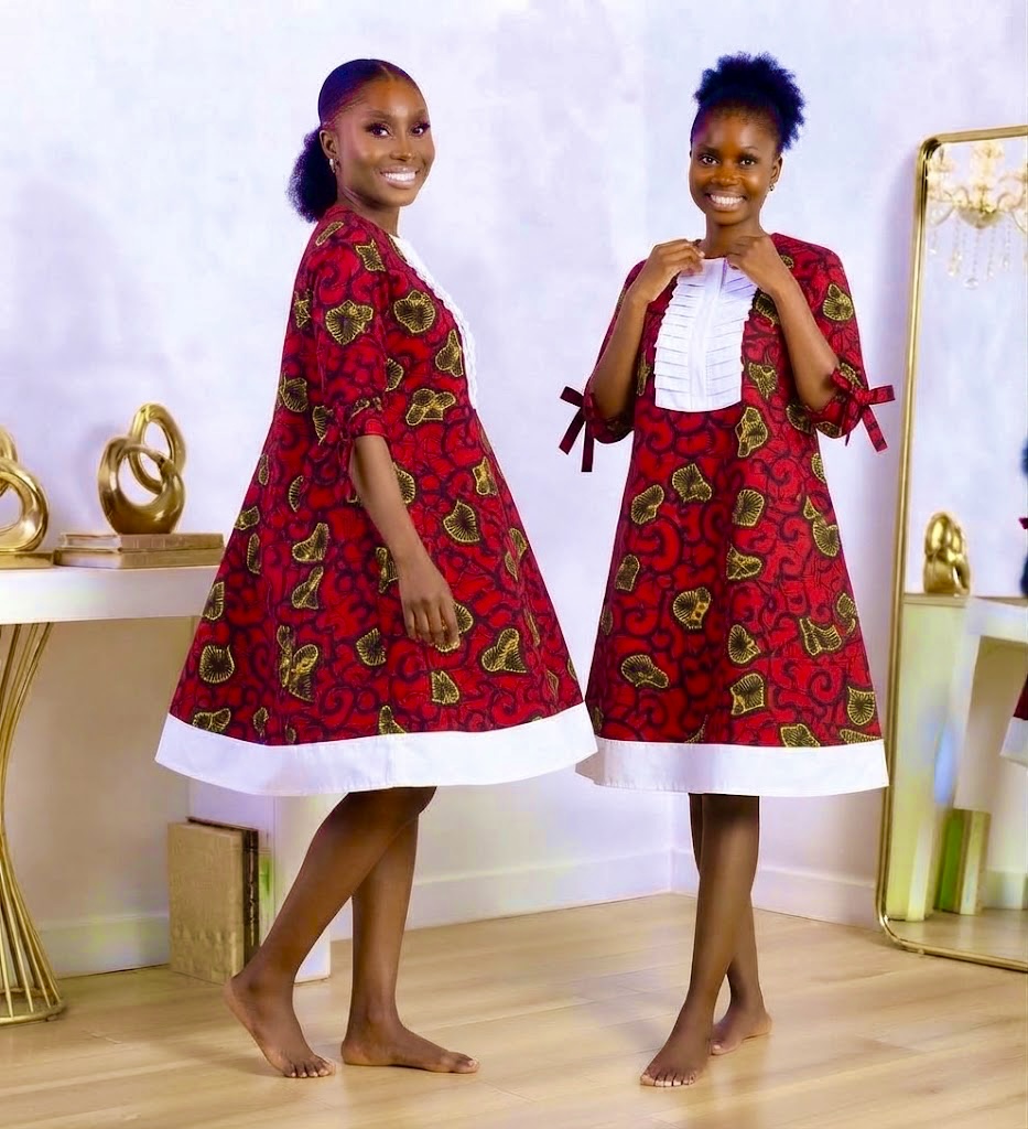 The Ankara Heritage Swing Dress with White Trim | Lazuda Afrique