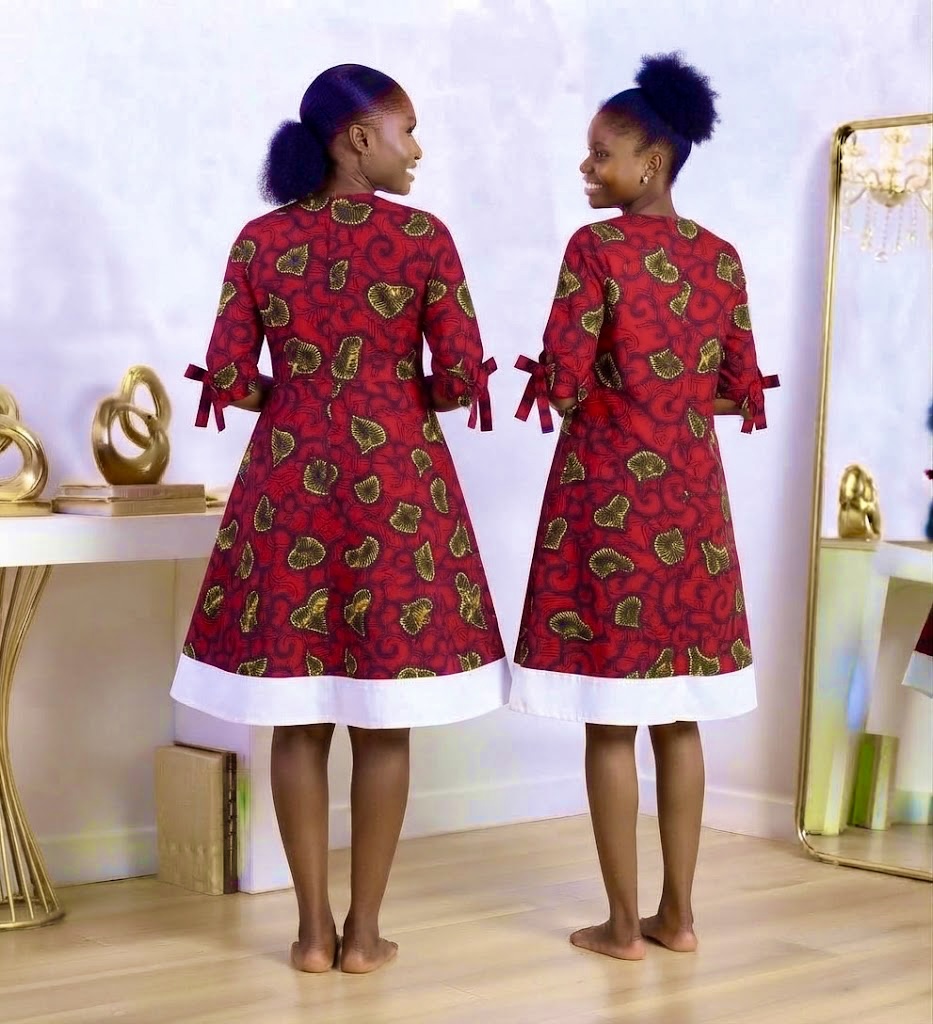 The Ankara Heritage Swing Dress with White Trim | Lazuda Afrique