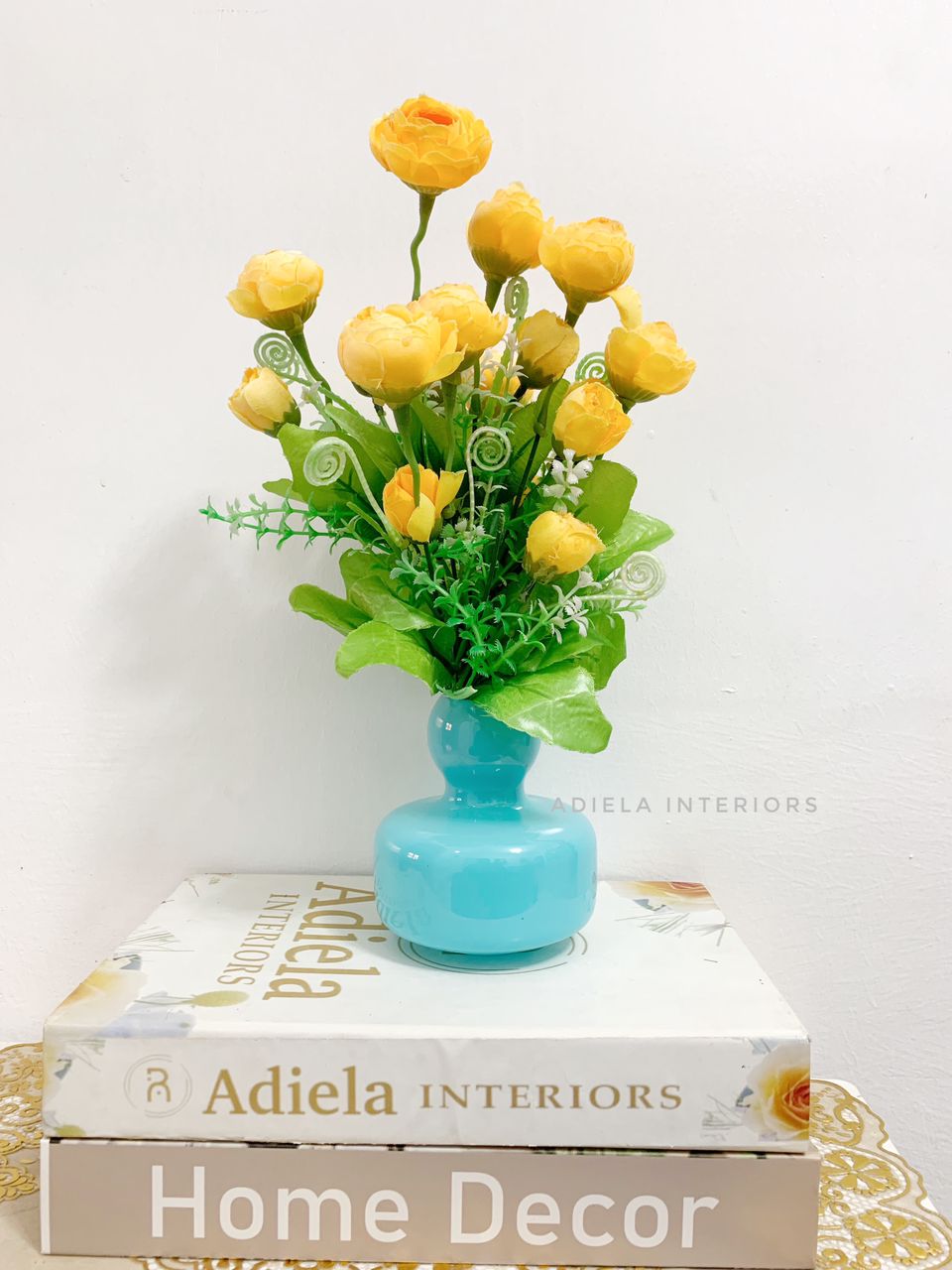 Flower In Blue Glass Vase image