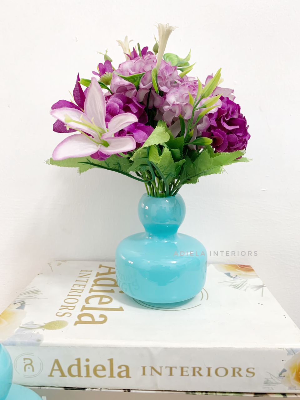 Flower In Blue Glass Vase image