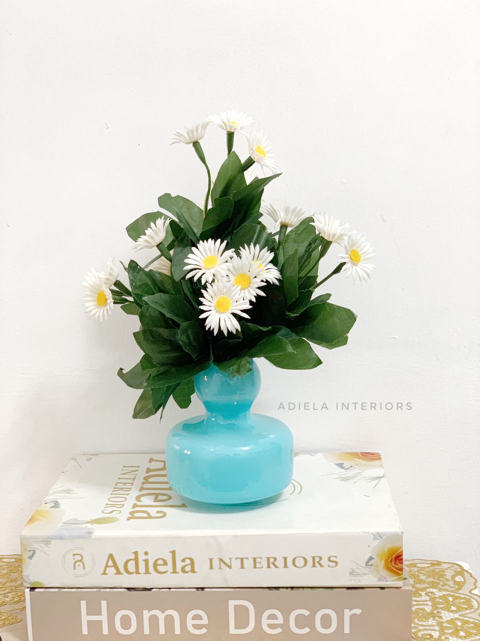 Flower In Blue Glass Vase image