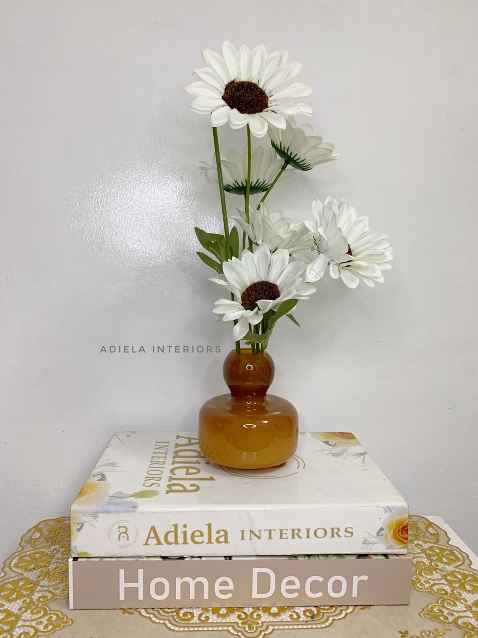 Sunflower In Brown Glass Vase image