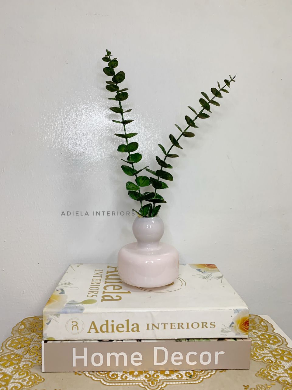 Eucalyptus flower In Pink Glass Vase second image