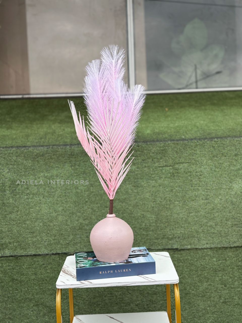 Artificial Feathers+ Pampass in ceramic pot image