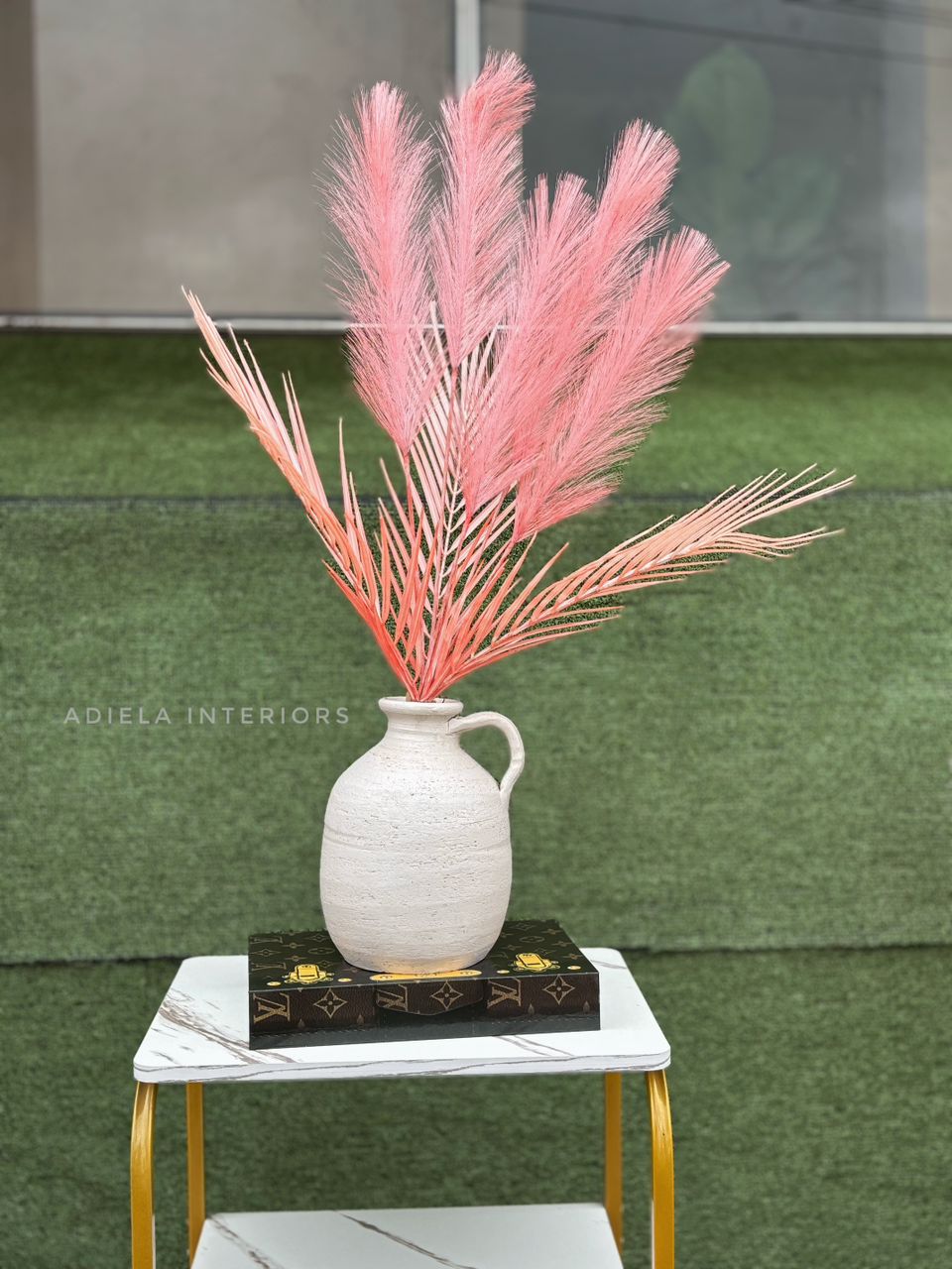 Artificial Feathers+ Pampass in ceramic pot second image