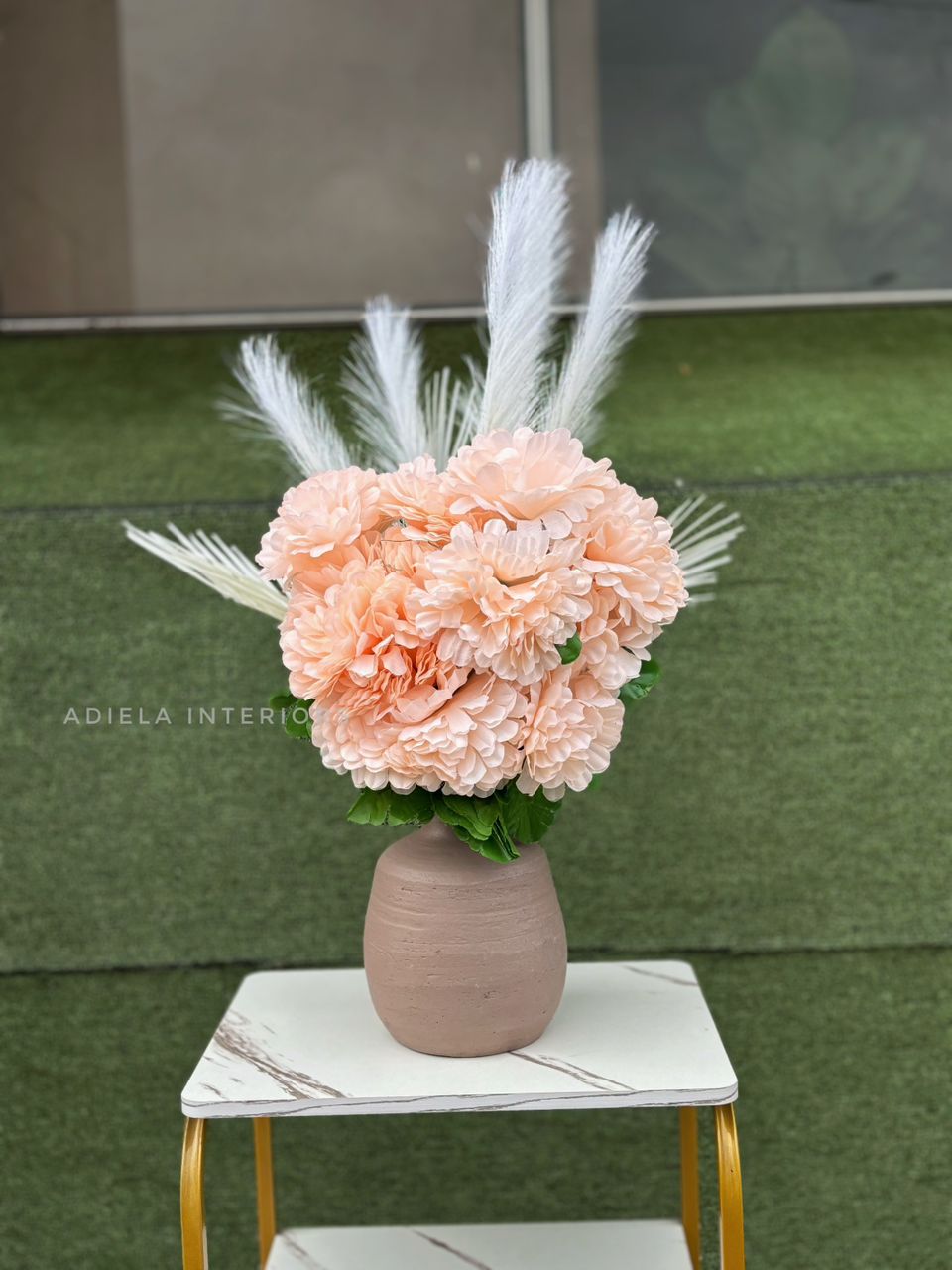 Artificial Flower+ Pampass in ceramic pot second image