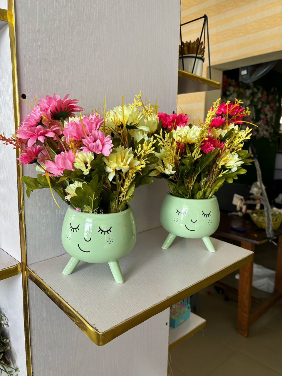 Multicolored Sunflower In Smily Face Vase second image