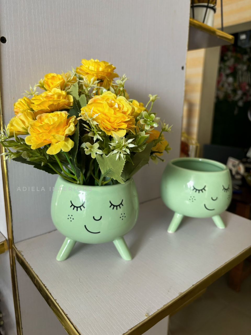 Peony Flower In Smily Face Vase second image