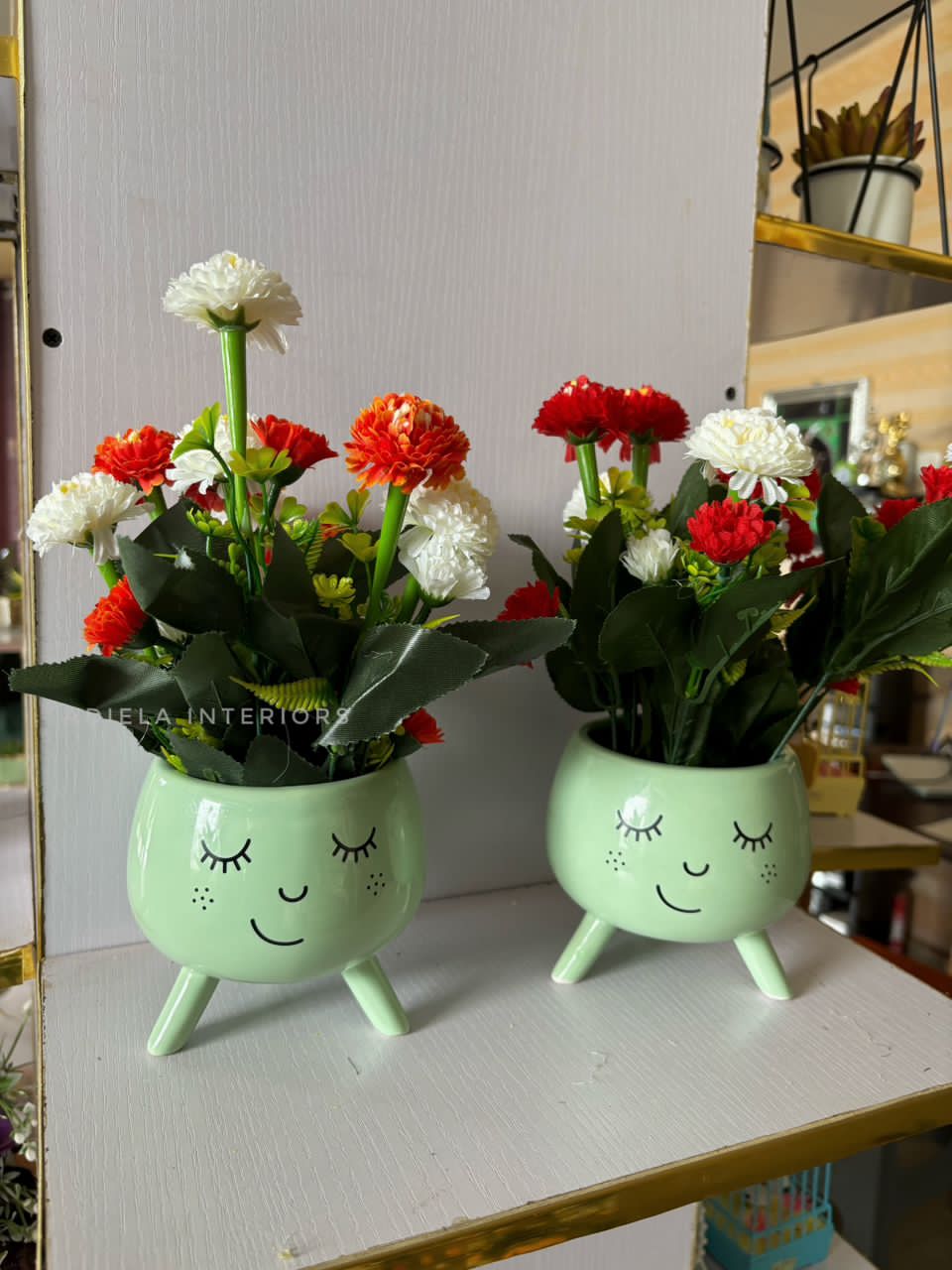 Peony Flower In Smily Face Vase second image