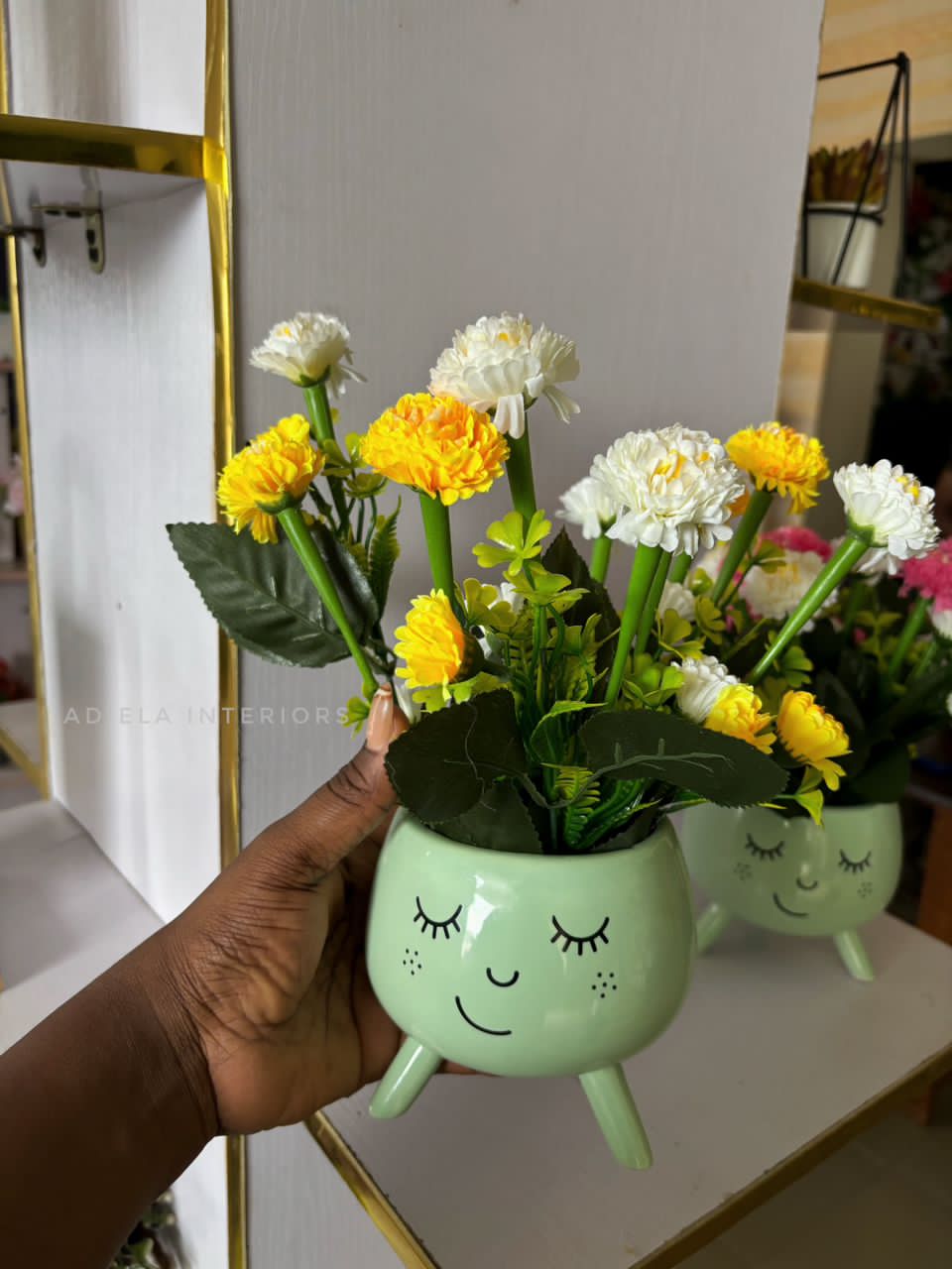 Peony Flower In Smily Face Vase second image