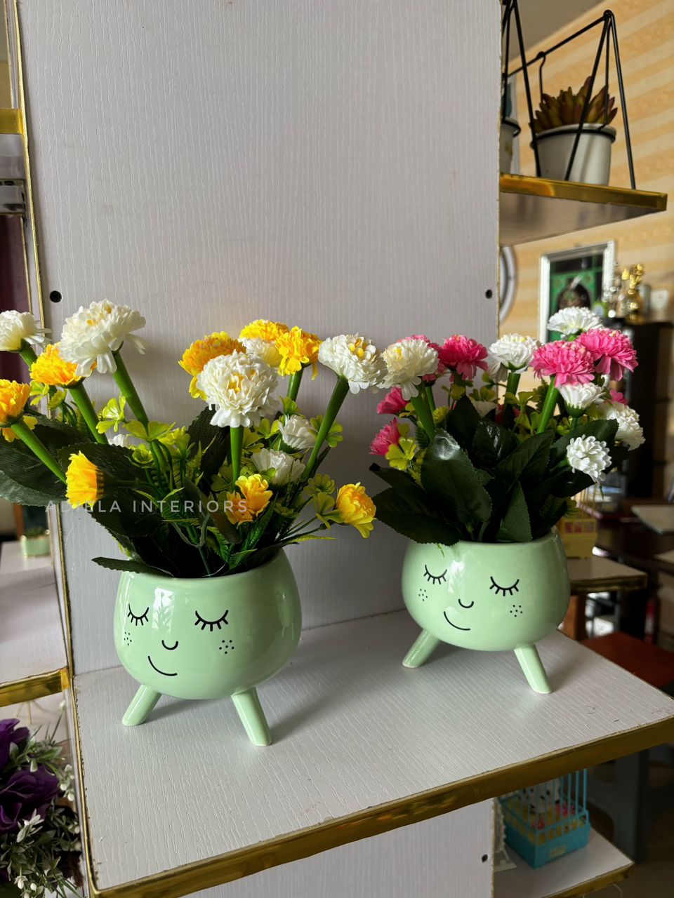 Peony Flower In Smily Face Vase Image