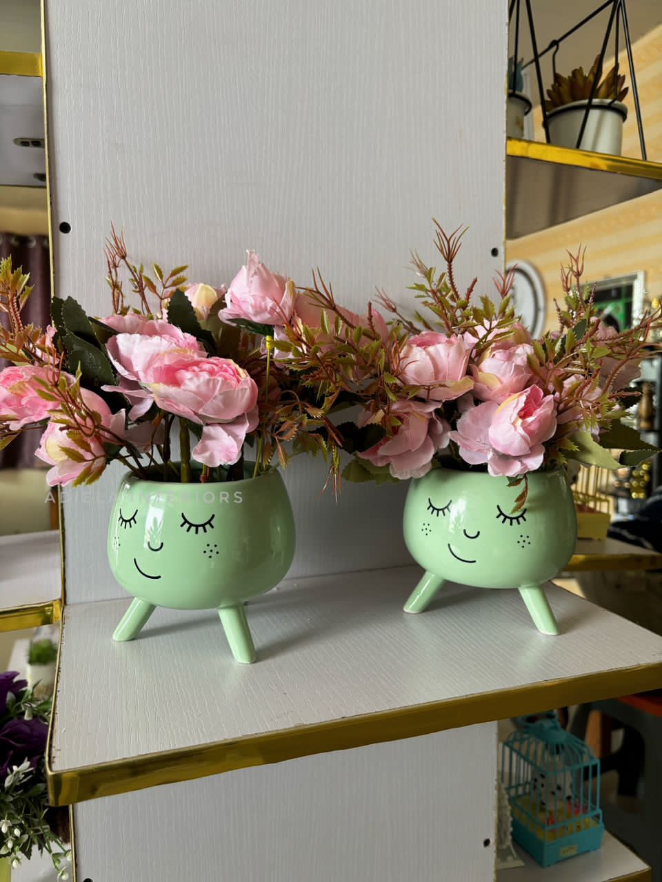 Peony Flower In Smily Face Vase second image