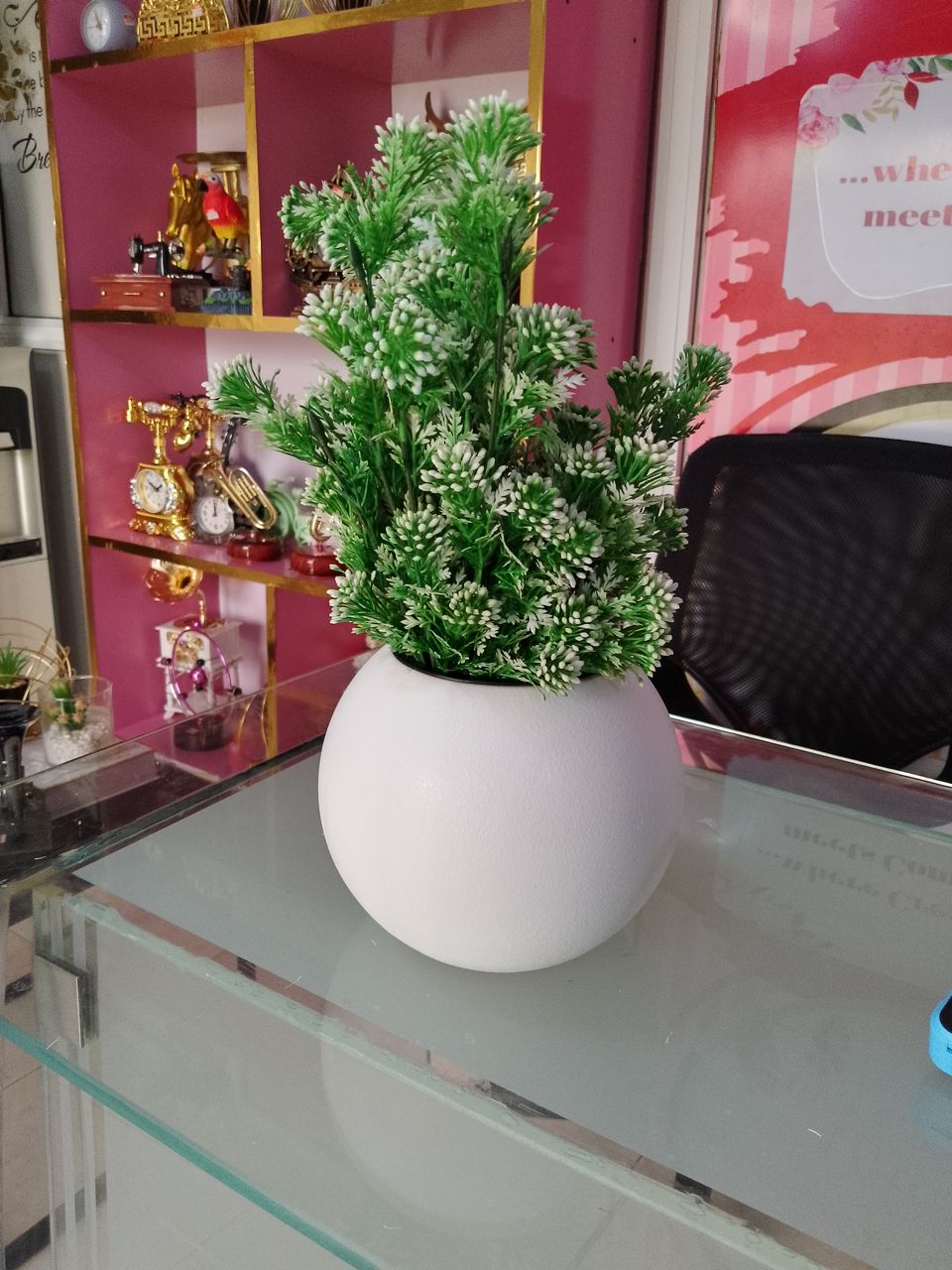 Artificial Flower In Plastic Table Planter image