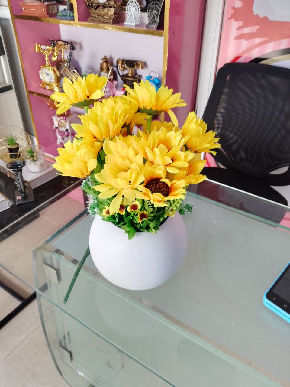 Artificial Sunflower In Plastic Table Planter image