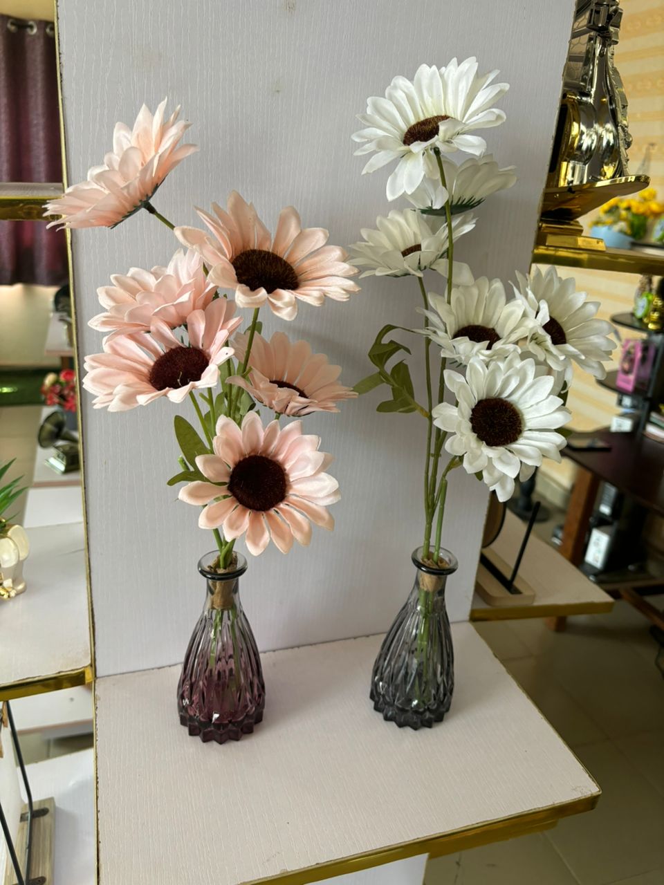 Artificial Sunflower in Glass Vase second image