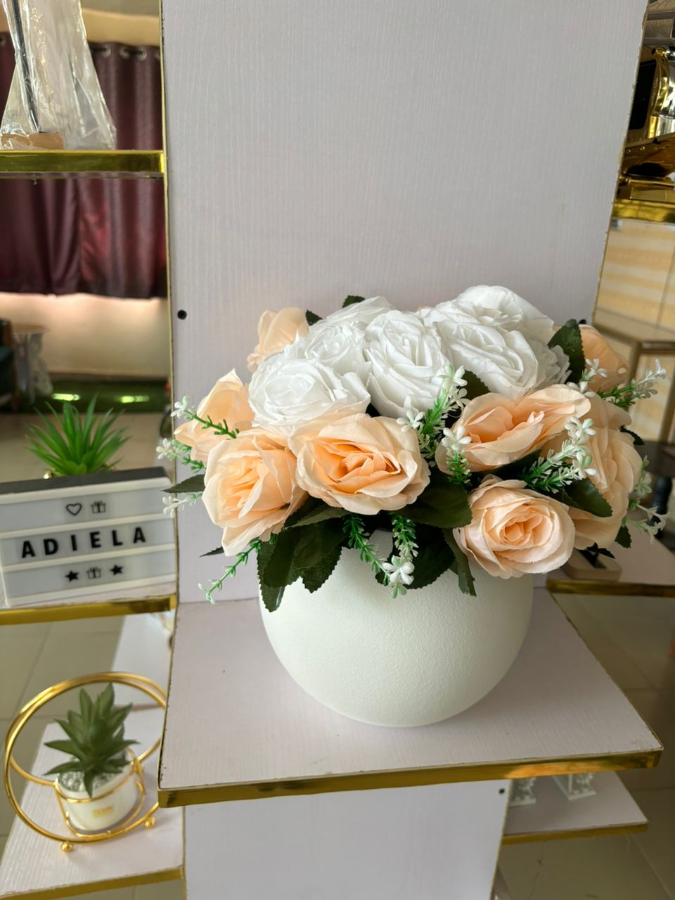 Artificial Flower In Plastic Table Planter Image