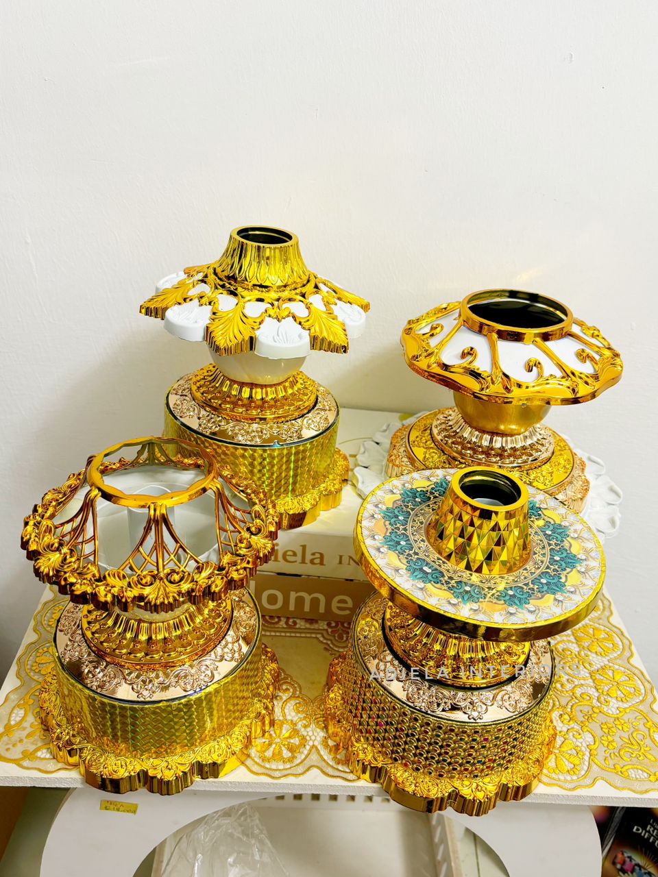 Gold + White Plastic Vase second image