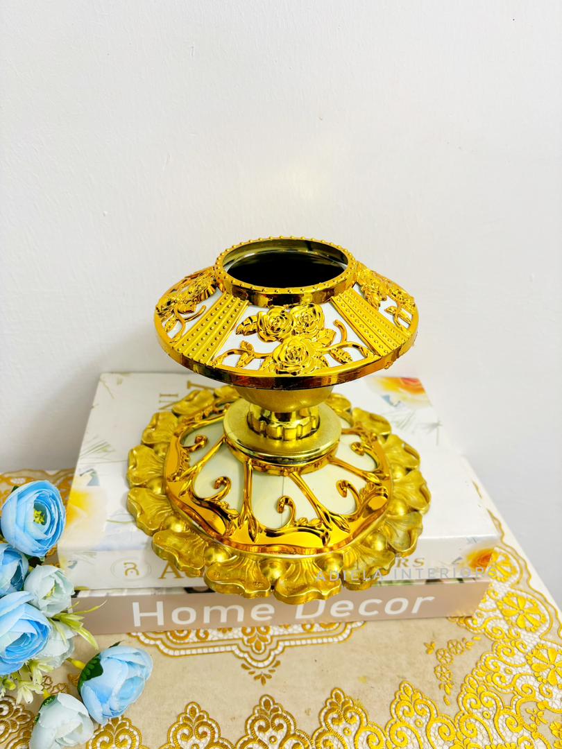 Gold + White Plastic Vase image