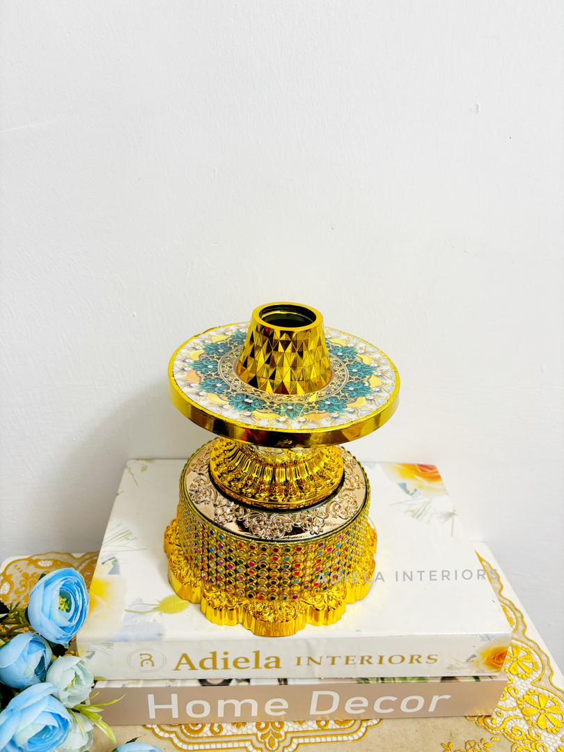 Gold + White Plastic Vase image