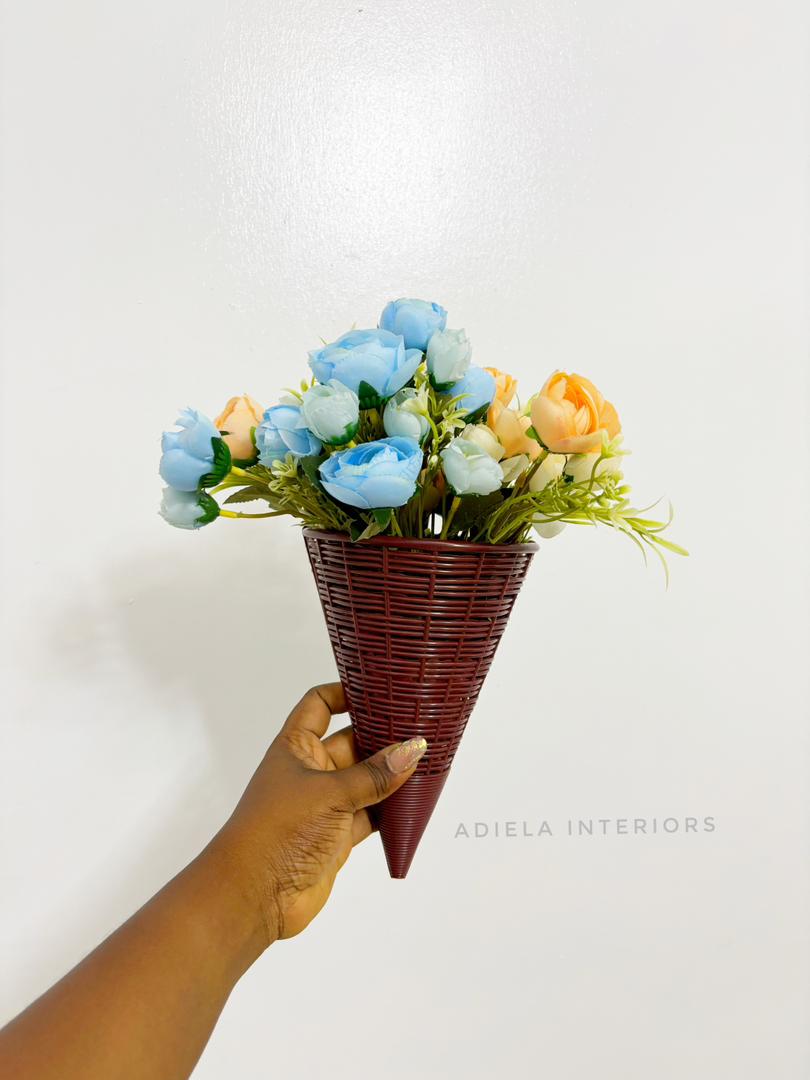 Artificial Flower In Plastic Wall Vase image