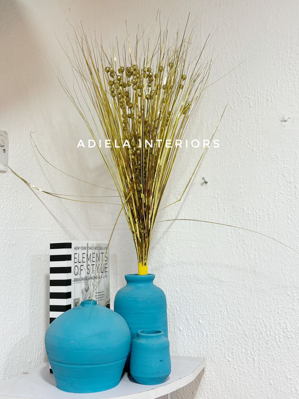 3pcs Ceramic Vase With Pampass Grass image