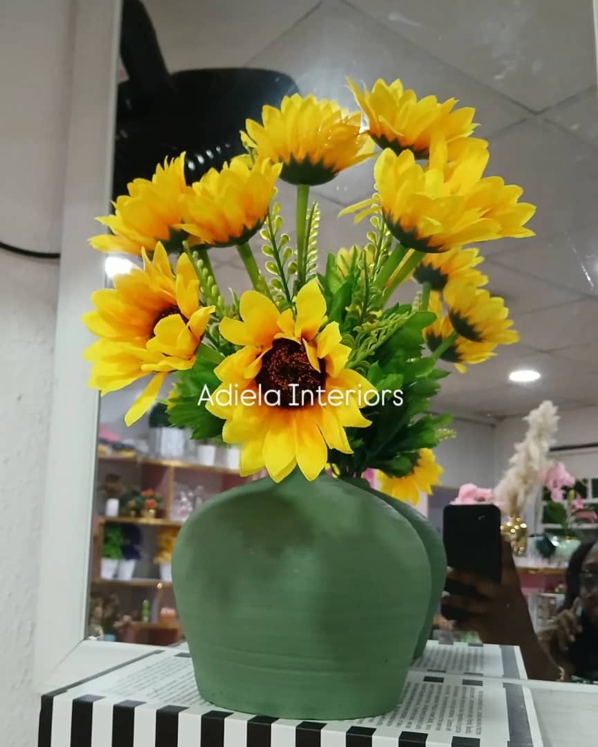 Artificial Sunflower In Ceramic Vase second image