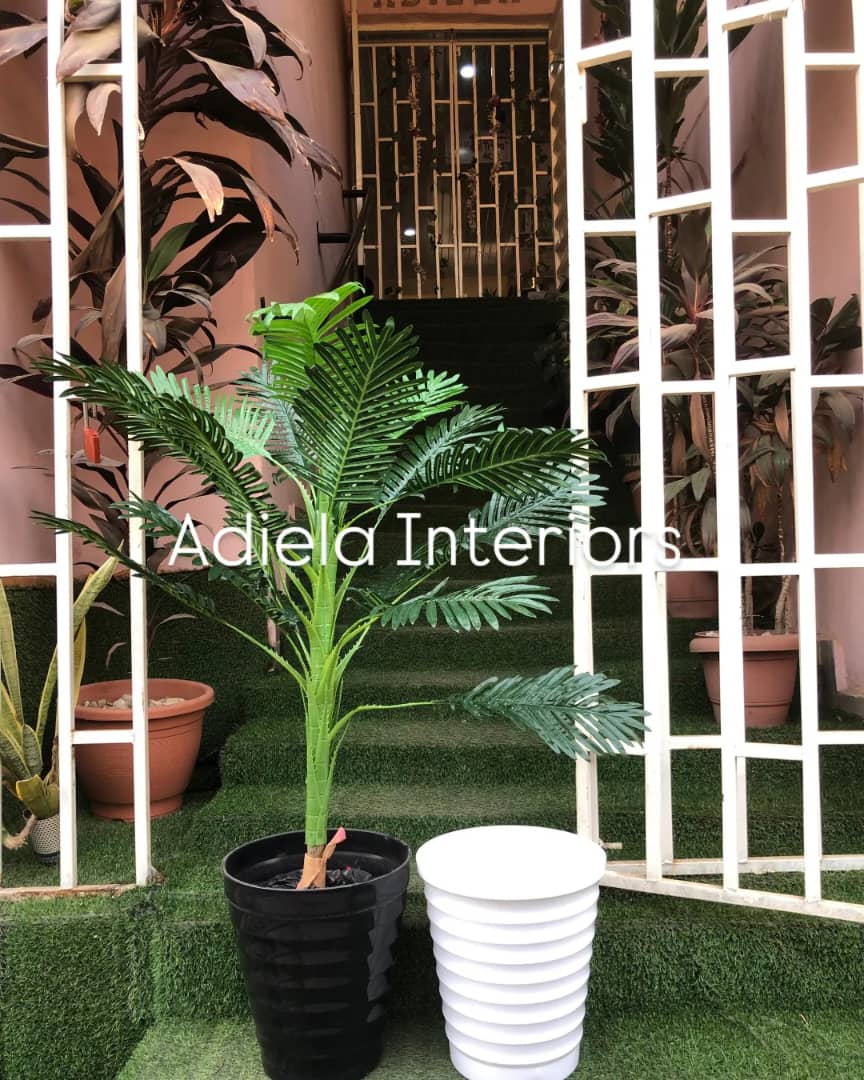Artificial Palm Tree In Plastic Vase second image