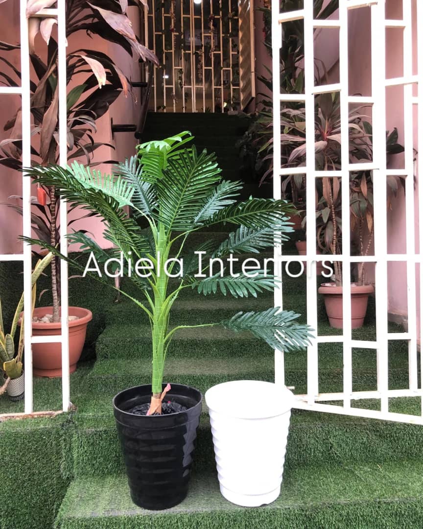 Artificial Palm Tree In Plastic Vase Image
