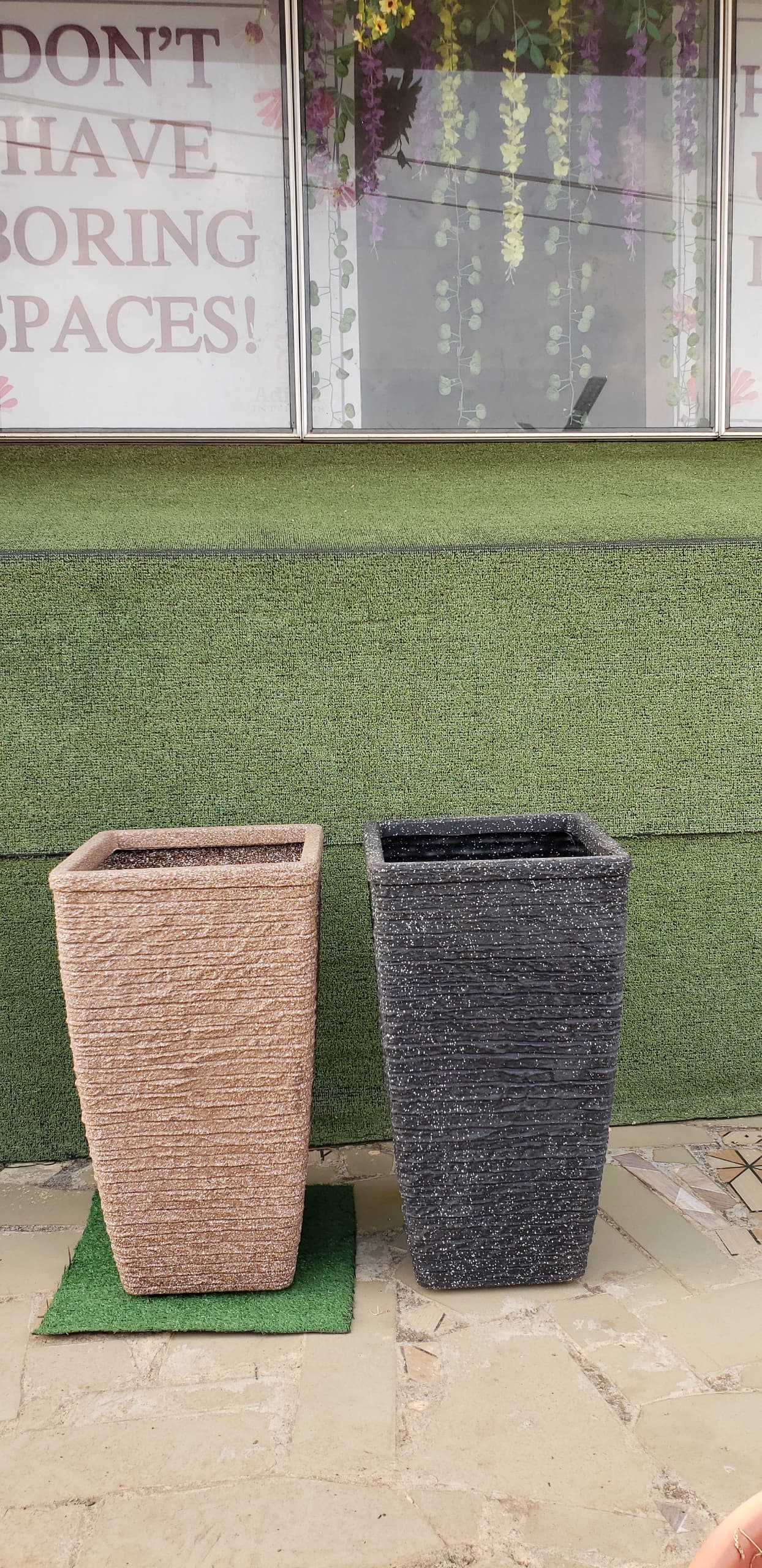 45cm Tall Plastic Slate Effect Garden Patio Planter Image