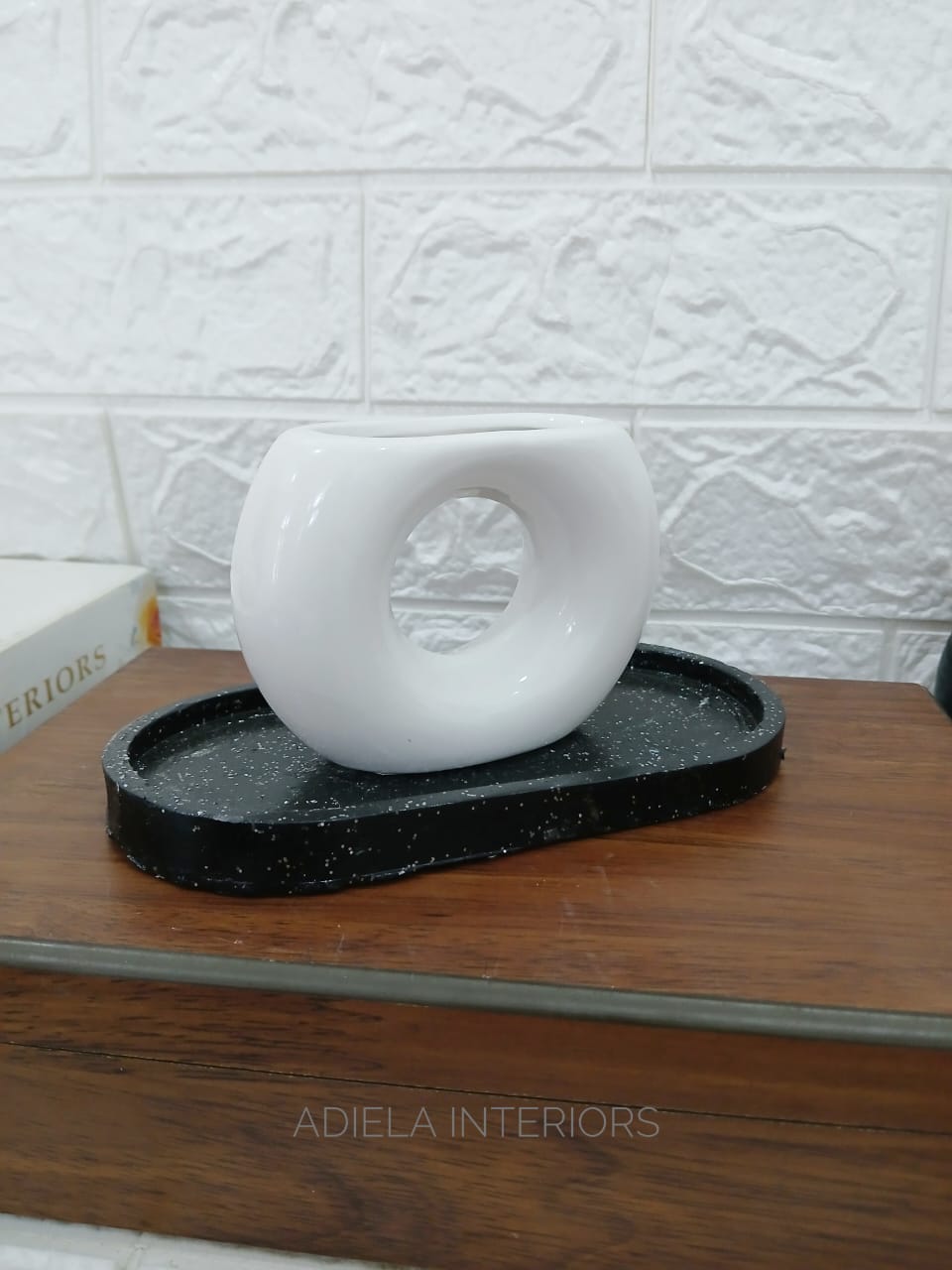 Decorative Semi Donut Vase & Saucer Set second image