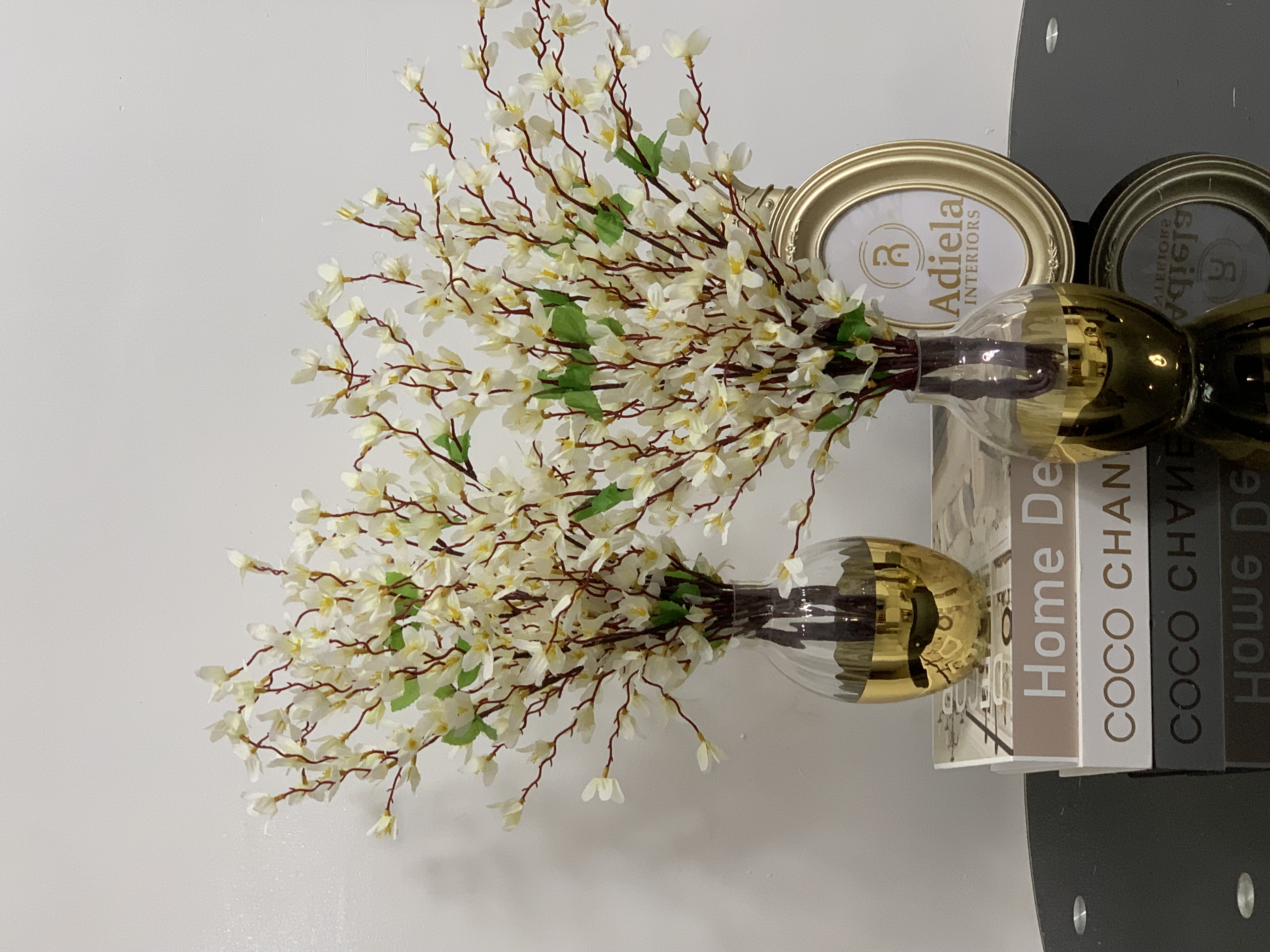 5.5” CLEAR & GOLD VASE + BLOOM FLOWER image