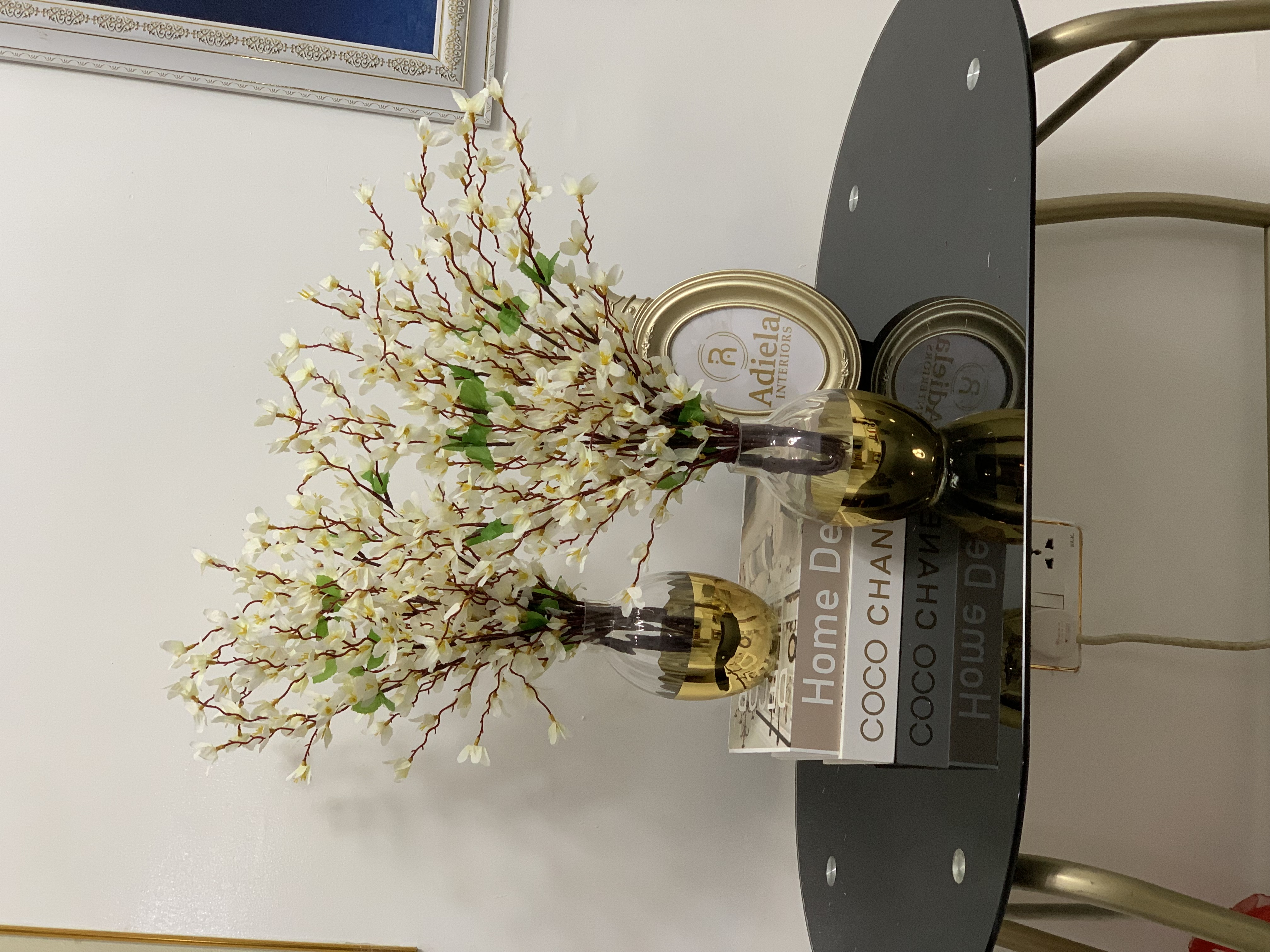 5.5” CLEAR & GOLD VASE + BLOOM FLOWER second image