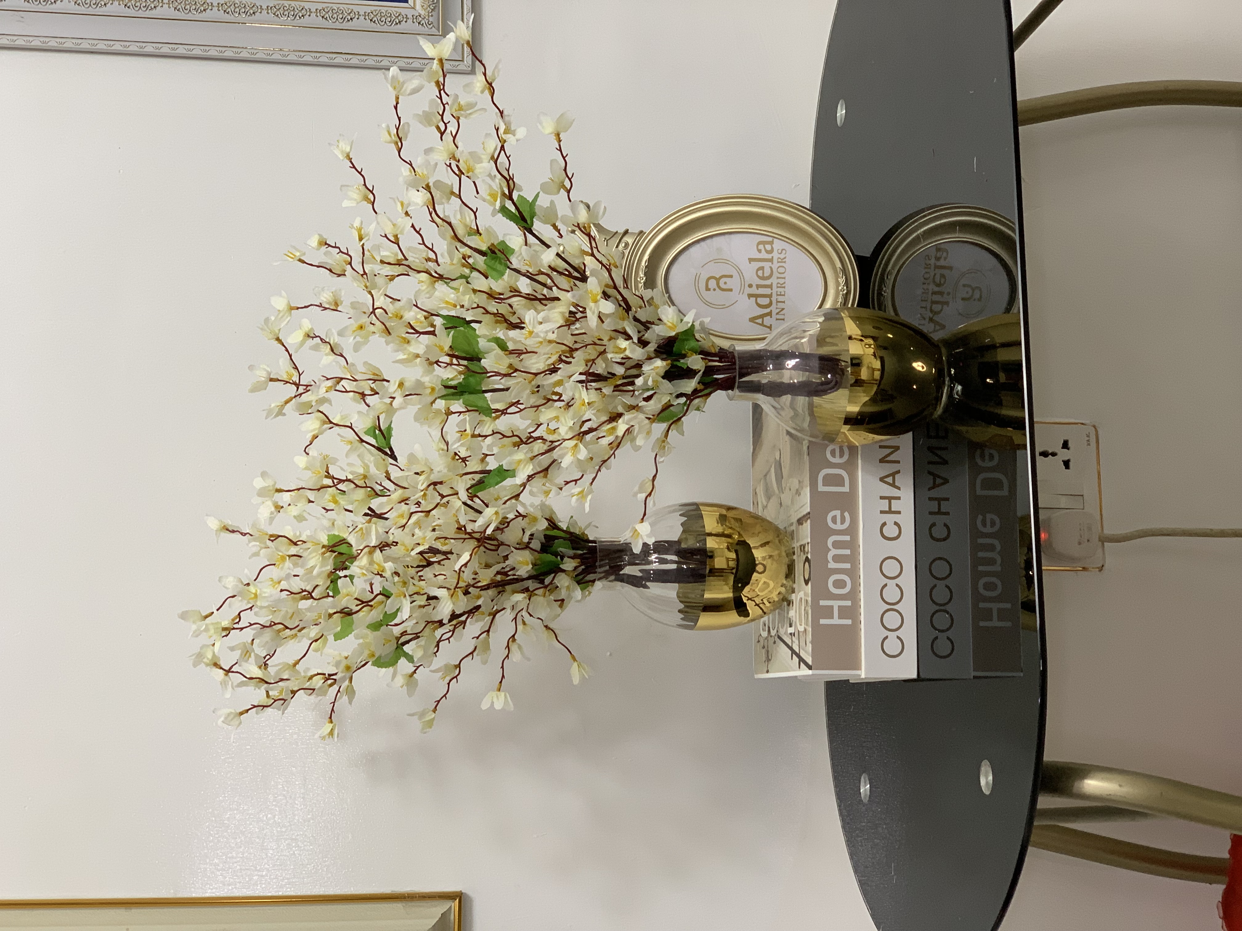 5.5” CLEAR & GOLD VASE + BLOOM FLOWER Image